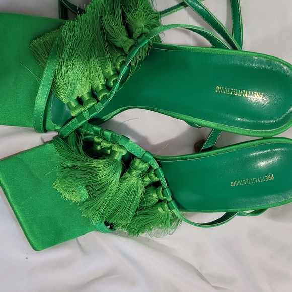 PLT green Fringe sandals. Size 6, but will fit a 7. - Picture 5 of 6